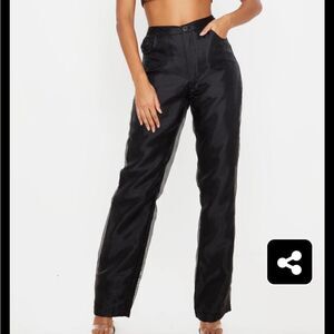 Prettylittlethings Black Organza Straight Leg Pants/Trousers 8 nwt